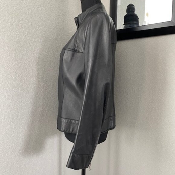 JOHN CARLISLE Black Leather Moto Jacket Coat Medium - Picture 5 of 14